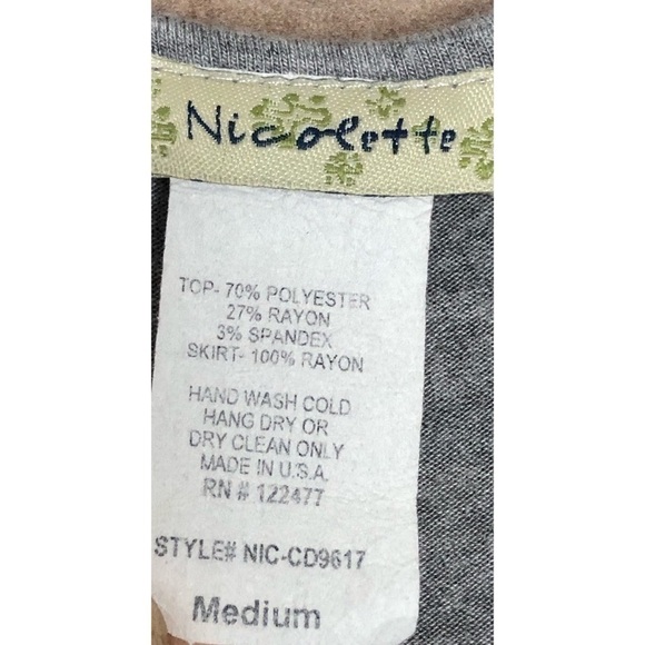 Nicolette scoop neck cap sleeve dropped waist floral skirt dress size M - Picture 6 of 8